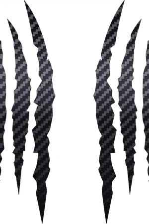 Vinyl Claw Thrash Mark Headlight Decal; Matte Carbon Fiber Textured Worldwide Shipping