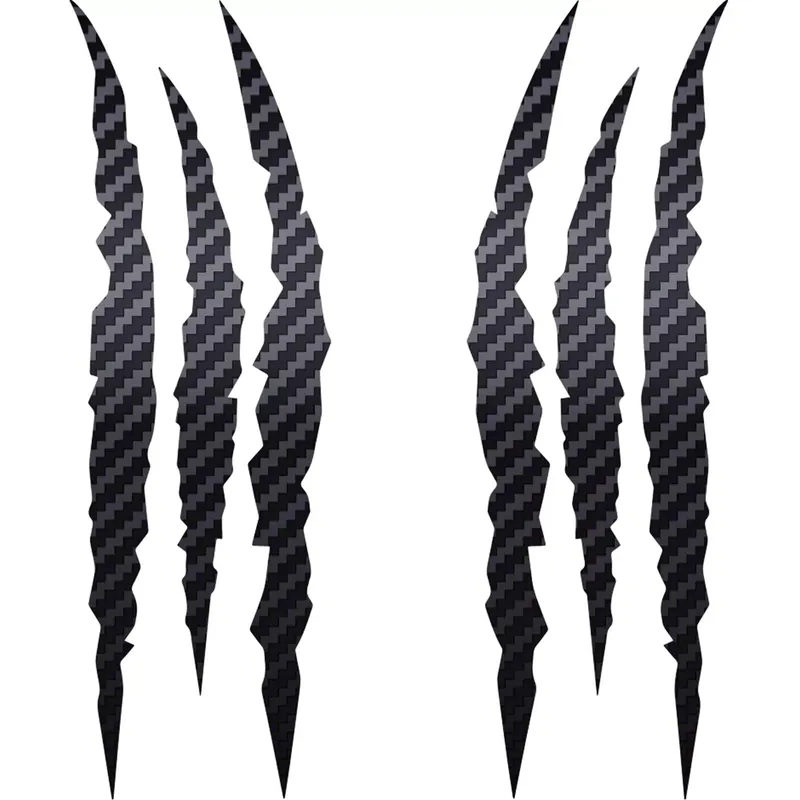 Vinyl Claw Thrash Mark Headlight Decal; Matte Carbon Fiber Textured Worldwide Shipping