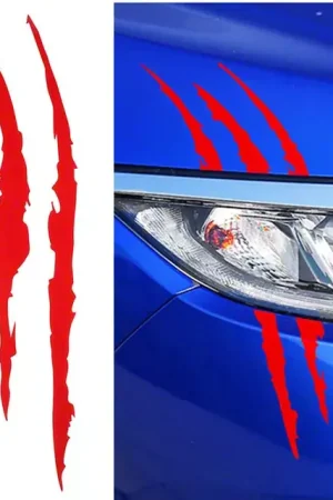 Vinyl Claw Thrash Mark Headlight Decal; Gloss Red Bargain