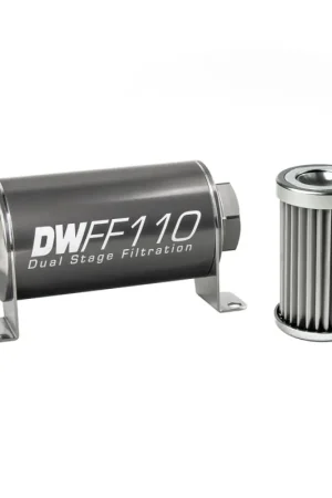 Exclusive DeatschWerks Stainless Steel 5 Micron Universal Inline Fuel Filter Hou — PMD Premier Motoring Development
