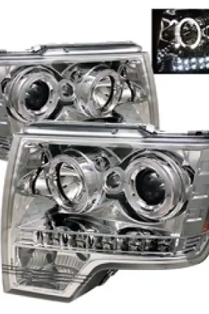 Spyder Ford F150 09-14 Projector Headlights Halogen Model- LED Halo LE — PMD Premier Motoring Development Reduced Price