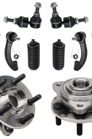 10pc Front Wheel Hub and Bearings Tie Rods Sway Bar Links Suspension Kit Warranty Included