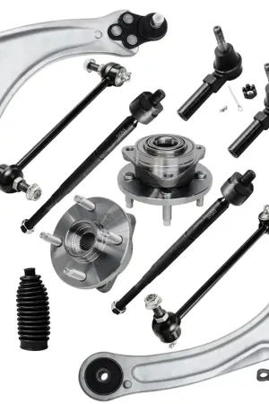 12pc Front Lower Control Arms Wheel Hub and Bearings Tie Rods Suspension Kit One Day Deal