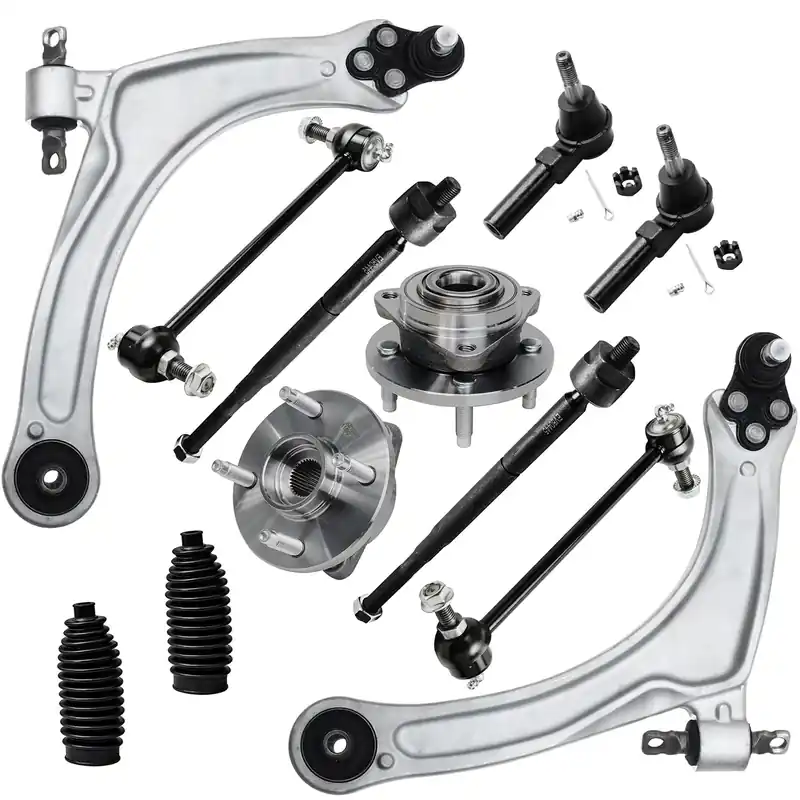 12pc Front Lower Control Arms Wheel Hub and Bearings Tie Rods Suspension Kit One Day Deal