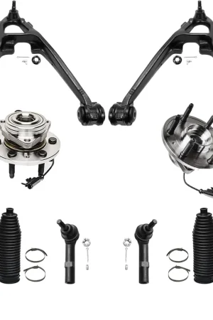 10pc Front Lower Control Arms Wheel Hub and Bearings Tie Rods Suspension Kit Wholesale