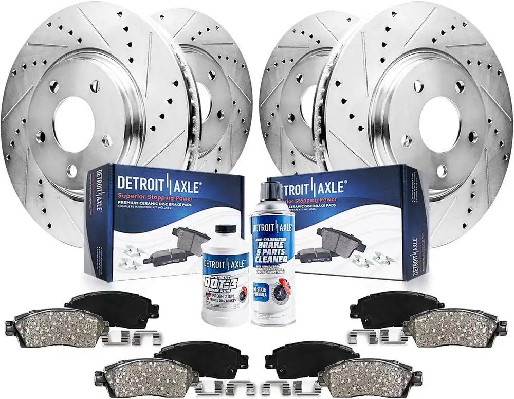 10pc Front & Rear Drilled Slotted Rotors and Ceramic Brake Pads Kit Weekend Sale