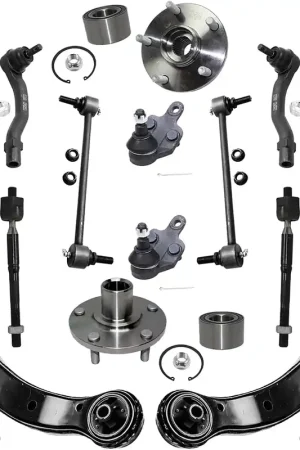 12pc Front Lower Control Arms Wheel Hub and Bearings Tie Rods Suspension Kit Order Now
