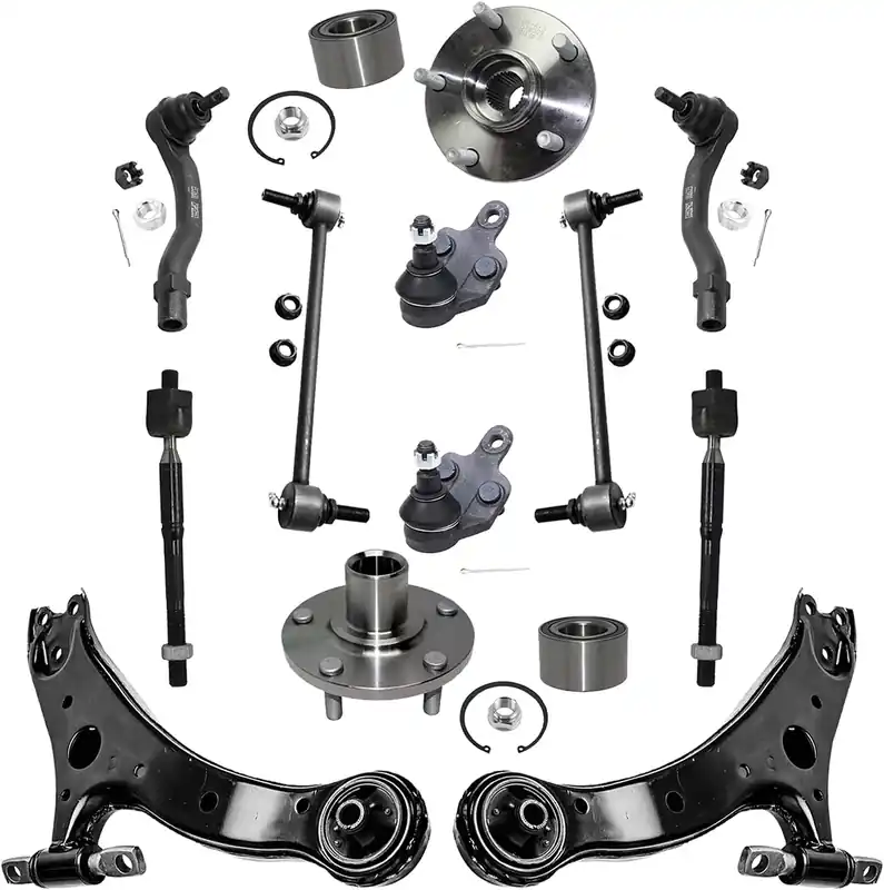 12pc Front Lower Control Arms Wheel Hub and Bearings Tie Rods Suspension Kit Order Now