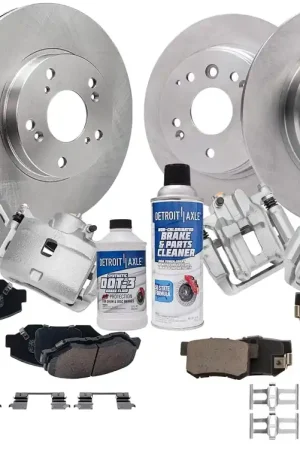 14pc Front & Rear Disc Rotors Calipers Ceramic Brake Pads Kit Hassle-Free Returns