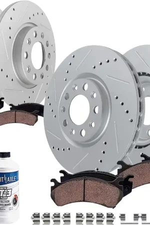 10pc Front & Rear Drilled Slotted Rotors and Ceramic Brake Pads Kit Free Delivery