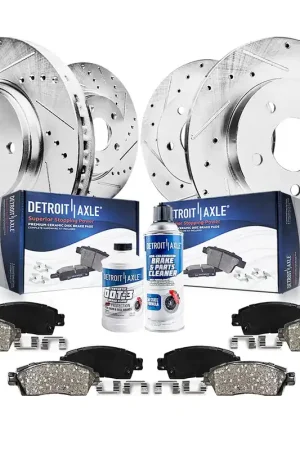 10pc Front & Rear Drilled Slotted Rotors and Ceramic Brake Pads Kit Same Day Shipping