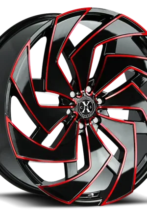 Xcess X04 X04 Wheel 24x10 5x115 Gloss Black w/ Candy Red Milling 15mm - FREE T-SHIRT INCLUDED! Discount