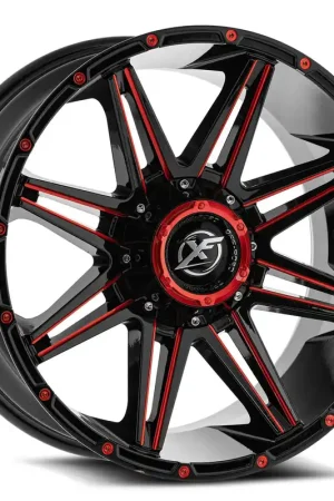 Xf Off-Road Xf-220 Wheel 20x9 6x135 & 6x139.7 Gloss Black & Red Milled 0mm Direct From Factory