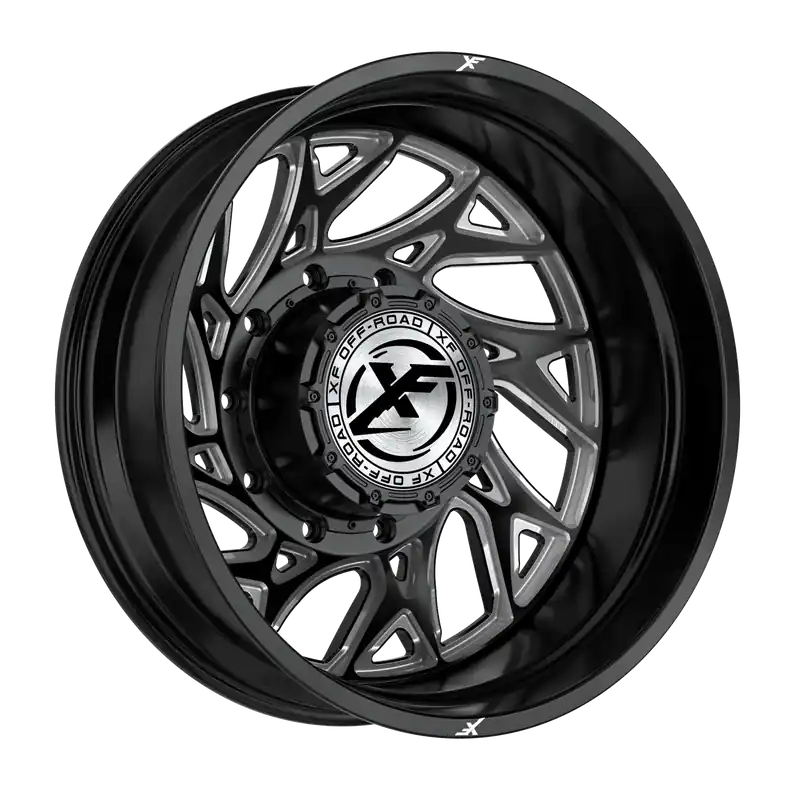 Xf Off-Road Xf-229 Dually Wheel 24x8.25 10x225 Gloss Black & Milled -202mm Instant Buy