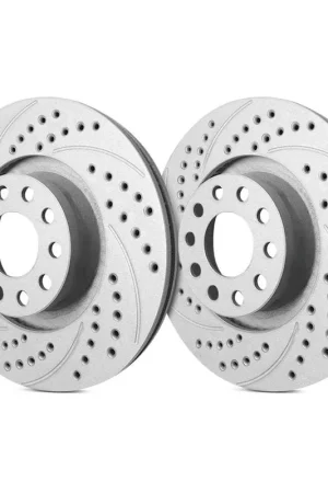 Time-Limited SP Performance Front Vented 8 Lug Double Drilled and Slotted Gray ZRC Brake Rotors PLA S55-056