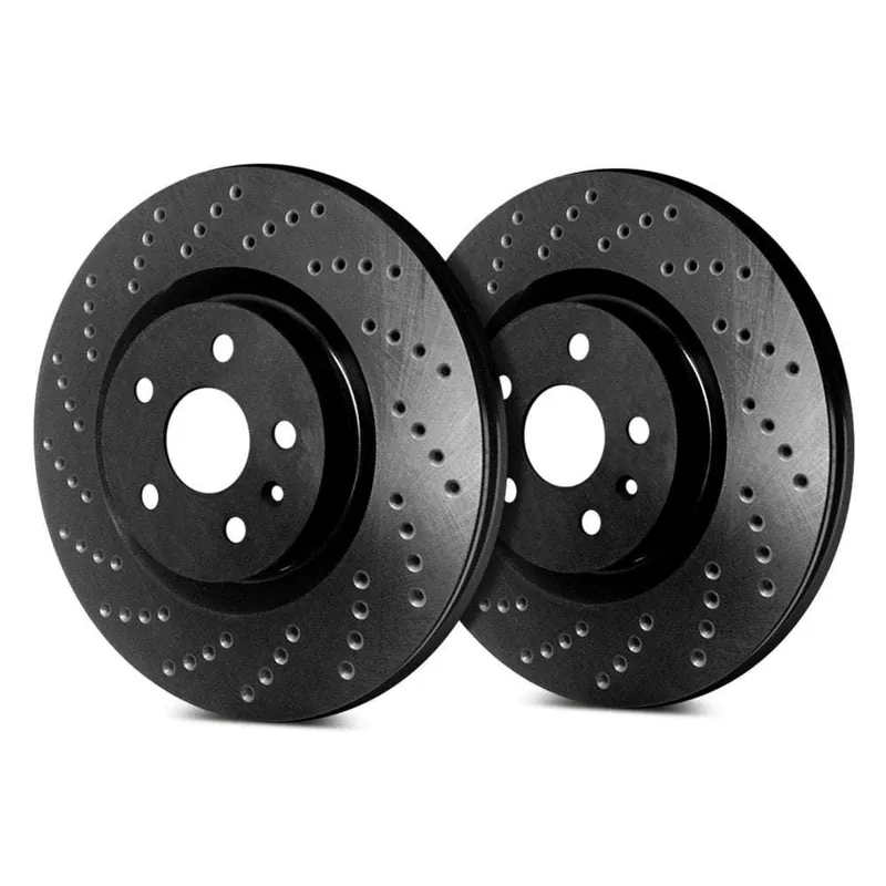 High Quality SP Performance Front Vented 8 Lug Cross Drilled Black ZRC Brake Rotors PLA C54-160-BP