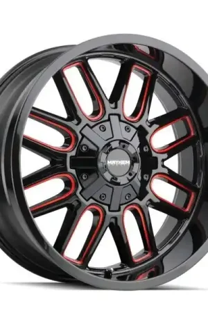 Free Returns Mayhem Wheels Cogent 8107 Gloss Black with Prism Red 17x9 -12mm Offset 8x165.1 (8x6.5),8x170