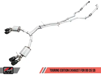 Price Drop AWE Tuning Audi B9 S5 Sportback Touring Edition Exhaust - Non-Resonated (Black 102mm Tips) - 3020-43064