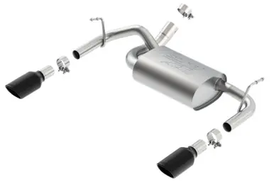 Borla 12-14 Jeep Wrangler JK 2/4Dr Rr Section ATAK Single Square Rlld Angle-Cut Black Chrome Exhaust - 11860BC Money Back Guarantee