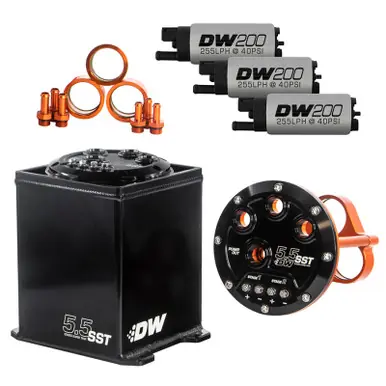 DeatschWerks 5.5L Modular Surge Tank Includes 3 DW200 Fuel Pumps - 6-201-55ST New Arrival