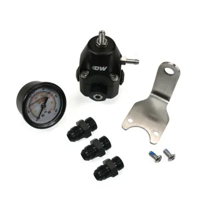 Clearance DeatschWerks DWR1000C AFPR + Pressure Gauge + 6AN Fittings - Anodized Black - 6-1002-FRB-66