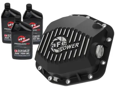 aFe POWER 2021 Ford Bronco w/ Dana M220 Diff Cover w/ Gear Oil Black Street Series w/ Machined Fins - 46-71291B Must Have
