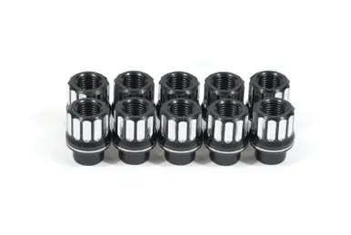 BMR Lug Nut Kit 14mm x 1.50 RH Conical 12-pt Aluminum (Set of 10) - Black Anodized - LNK025 Limited Edition