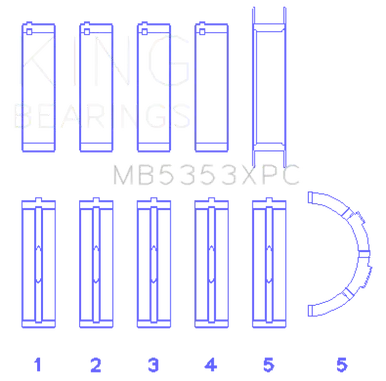 Warranty Included King Engine Bearings Ford 281 4.6L Sohc 16V (Size +.026mm) Main Bearing Set - MB5353XPC.026
