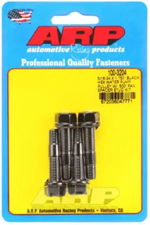 ARP 5/16-24 X 1.750 Black Hex Water Pump Pulley w/ .500in Fan Spacer Stud Kit - 100-3204 Order Now