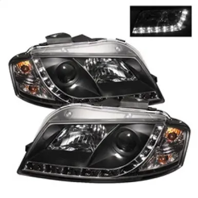 Spyder Audi A3 06-08 Projector Headlights Halogen Model Only - DRL Black PRO-YD-AA306-DRL-BK - 5008510 Worldwide Shipping