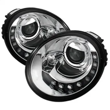 Warranty Included Spyder Volkswagen Beetle 1998-2005 Projector Headlights DRL Chrome PRO-YD-VB98-DRL-C - 5080554