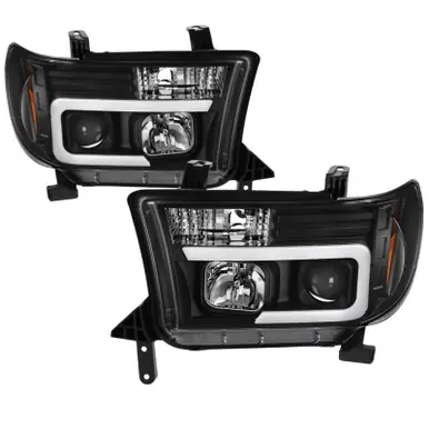 Direct From Factory Spyder 08-13 Toyota Sequoia Projector Headlights - Light Bar DRL - Black PRO-YD-TTU07V2-LB-BK - 5085344