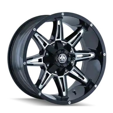 Mayhem 8090 Rampage 18x9 / 8x170 BP / 18mm Offset / 130.8mm Hub Gloss Black Milled Wheel - 8090-8970M18 Super Sale