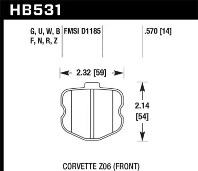 Money Back Guarantee Hawk 06-10 Chevy Corvette (OEM Pad Design) Front HP+ Sreet Brake Pads - HB531N.570