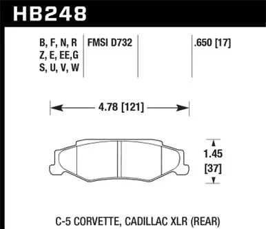 Exclusive Hawk 97-06 Corvette (incl C5 Z06) HP+ Street Rear Brake Pads - HB248N.650
