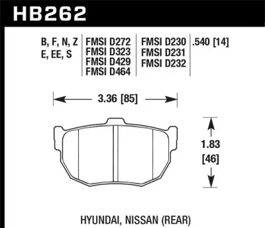 Handmade Hawk 89-97 Nissan 240SX SE HPS Street Rear Brake Pads - HB262F.540