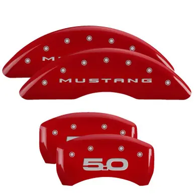 MGP 4 Caliper Covers Engraved Front 2015/Mustang Engraved Rear 2015/50 Red finish silver ch - 10200SM52RD Exclusive