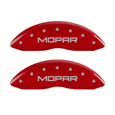 MGP 4 Caliper Covers Engraved Front & Rear MOPAR Red finish silver ch - 42003SMOPRD Next Day Delivery
