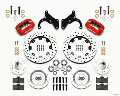 Wilwood Forged Dynalite Front Kit 12.19in Drilled Red 65-68 Chevy Impala -Drum Spindle - 140-12022-DR Exclusive Offer
