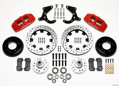 Wilwood Dynapro 6 Front Hub Kit 12.19in Drilled Red 55-57 Chevy - 140-10737-DR Viral