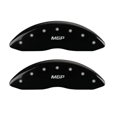 One Day Deal MGP 4 Caliper Covers Engraved Front & Rear MGP Black finish silver ch - 12001SMGPBK