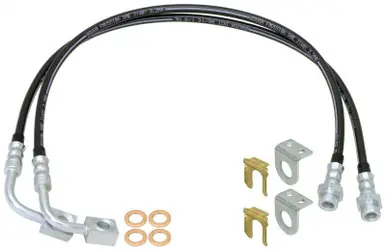 Authentic RockJock JK Braided Brake Hose Kit 23.5in Long - CE-9807FBLK