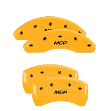 Price Cut MGP 4 Caliper Covers Engraved Front & Rear MGP Yellow finish black ch - 22221SMGPYL