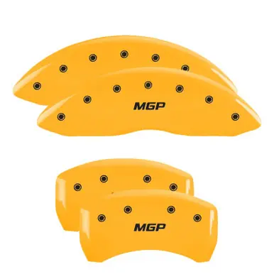 MGP 4 Caliper Covers Engraved Front Cadillac Engraved Rear XTS Yellow finish black ch - 35008SXTSYL Handmade