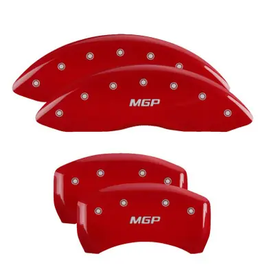 Sale MGP 4 Caliper Covers Engraved Front & Rear MGP Red finish silver ch - 23045SMGPRD