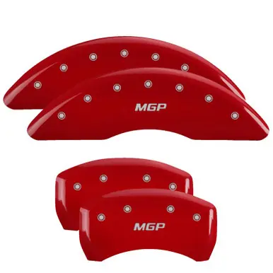 Trending MGP 4 Caliper Covers Engraved Front & Rear MGP Red finish silver ch - 10201SMGPRD