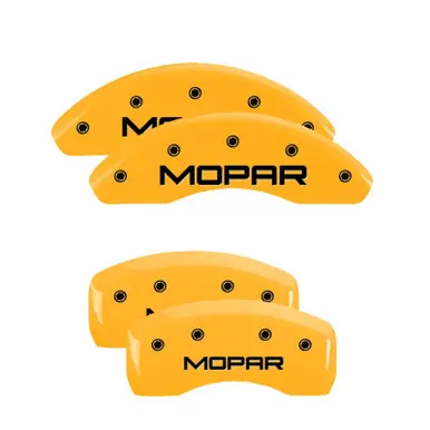 MGP 4 Caliper Covers Engraved Front & Rear MOPAR Yellow finish black ch - 32018SMOPYL Mega Sale