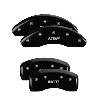 MGP 4 Caliper Covers Engraved Front & Rear MGP Black finish silver ch - 16219SMGPBK Buy Direct