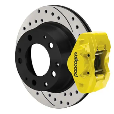 Wilwood 84-89 Porsche 911 D31 11.42in. Rear Brake Kit w/ Flex Lines - Drilled Rotors (Yellow) - 140-17656-DY Modern