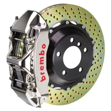 Brembo 05-14 Mustang GT Excl non-ABS Equipped Fr GTR BBK 6Pist Billet 355x32 2pc Rtr Drill-Nickel - 1M1.8016AR Clearance